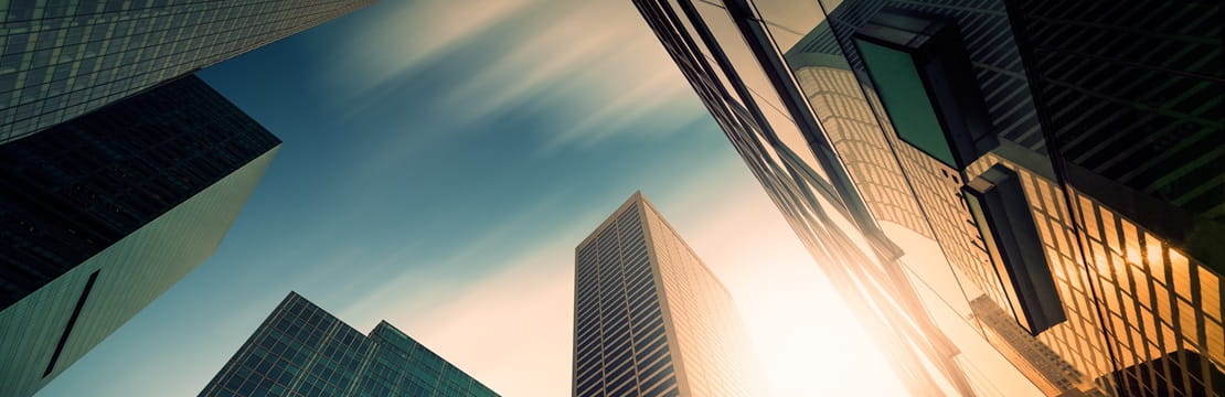Abstract image of a mirrored building